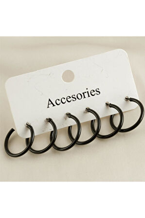 6 Adet Boru Halka Küpe 2 cm