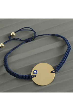 Yuvarlak İsim Yazılabilir Boş Plaka Örgülü Bileklik