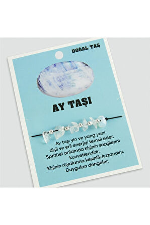 Ay Taşı Doğaltaşlı İp Bileklik