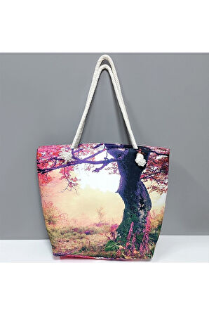 Ağaç Desenli Plaj Çantası