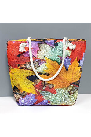 Yaprak Desenli Plaj Çantası