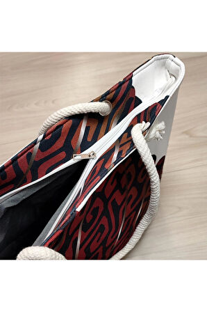 Yaprak Desenli Plaj Çantası