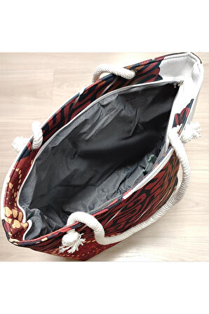 Çiçek Desenli Plaj Çantası