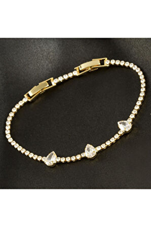 Damla Tamtur Zirkon Taşlı Lüks Kararmaz Bileklik