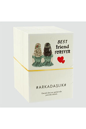 3'lü Arkadaşlık Bilekliği Yazılı Bileklik Kartı 200 Adet