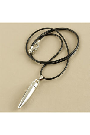 Mermi Metal Vinlex Deri Kolye