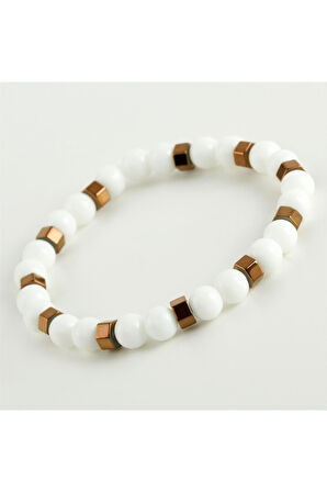 Sedef & Hematit Doğaltaş Bileklik