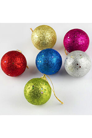 6 Adet Orta Cici Top Yılbaşı Ağaç Süsü