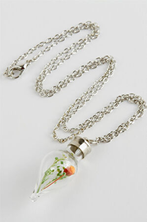 Karışık Renkli Çiçek Fanus Canlı Kolye