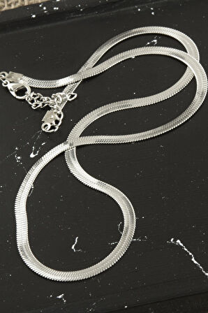 Yassı İtalyan Zincir Kolye 45 cm