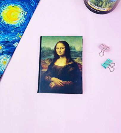Mona Lisa Tasarımlı Sert Kapaklı Mini Defter