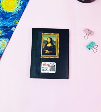 Mona Lisa Tasarımlı Sert Kapaklı Mini Defter