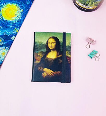 Mona Lisa Tasarımlı Sert Kapaklı Mini Defter