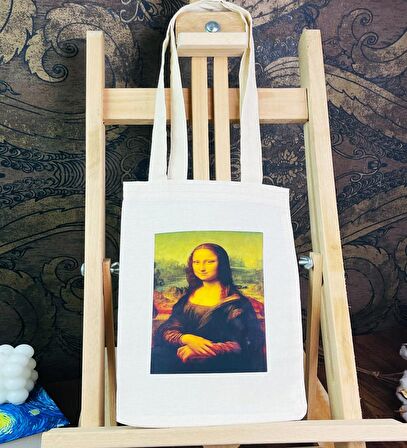 Mona Lisa Kalın Kitap Görünümlü Defter Ve Bez Çanta Set