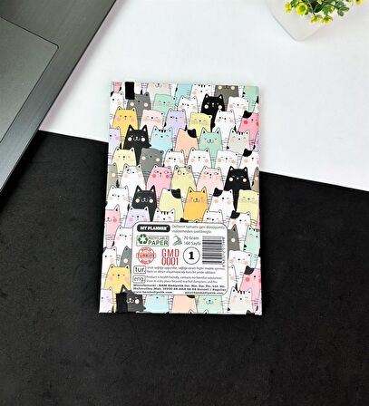 Sevimli Kedi Tasarımlı Lastikli Defter