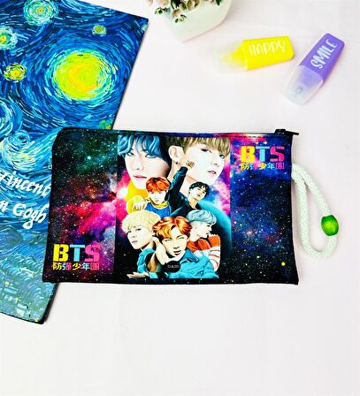 Bts Space Tasarımlı Bez Kalemlik Cüzdan