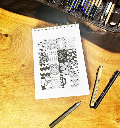 17X23Cm Sketch Book - Eskiz Defteri - Spiralli Tutuş / Grenli Sert Tasarım Kapak