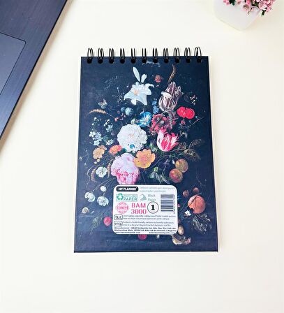 21x14Cm Üstten Spiralli Sketch Book - Eskiz Defteri - Siyah Sayfa - 260 Gr - 56 Yaprak