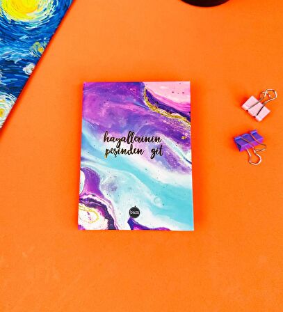 Hayallerinin Peşinden Git Tasarımlı Sert Kapaklı Mini Defter