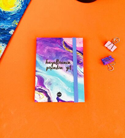 Hayallerinin Peşinden Git Tasarımlı Sert Kapaklı Mini Defter