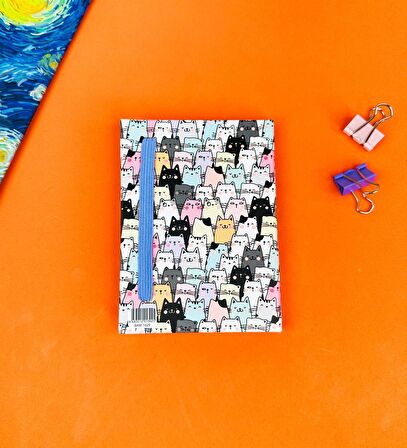 Sevimli Kedi Tasarımlı Sert Kapaklı Mini Defter