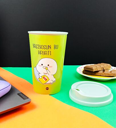 2'Li Motto Tasarımlı Plastik Kahve Bardağı