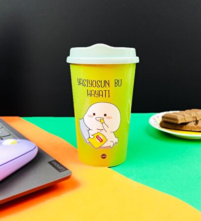 2'Li Motto Tasarımlı Plastik Kahve Bardağı