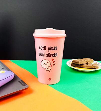 2'Li Motto Tasarımlı Plastik Kahve Bardağı