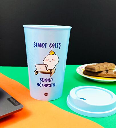 2'Li Motto Tasarımlı Plastik Kahve Bardağı