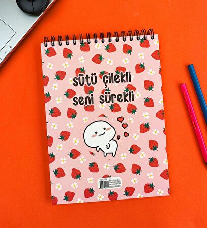 Sütü Çilekli 30x21Cm A4 Sketch Book - Eskiz Defteri - 270 Gr - 34 Yaprak