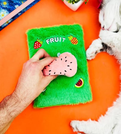 Sevimli Meyve Kabartmalı Peluş Defter