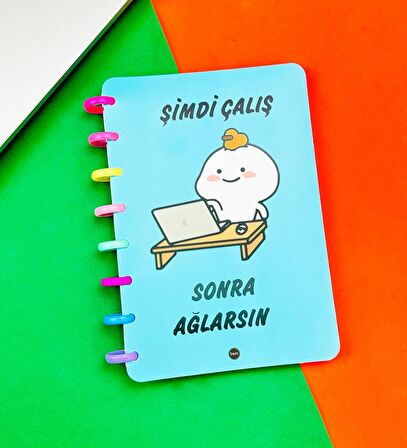 Şimdi Çalış Sonra Ağlarsın Tasarımlı Yeni Nesil Kalp Spiralli Defter