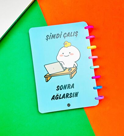 Şimdi Çalış Sonra Ağlarsın Tasarımlı Yeni Nesil Kalp Spiralli Defter