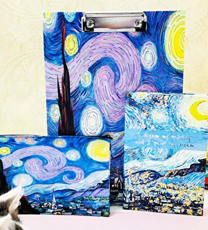Van Gogh Yıldızlı Gece Tasarımlı Kırtasiye Seti