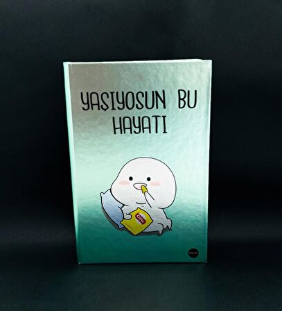 Metal Kapaklı Yaşıyosun Bu Hayatı Tasarımlı Lastikli Defter