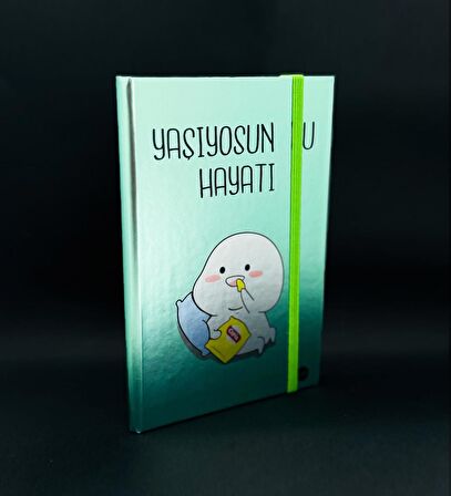 Metal Kapaklı Yaşıyosun Bu Hayatı Tasarımlı Lastikli Defter
