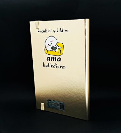 Metal Kapaklı Küçük Bi Yıkıldım Tasarımlı Lastikli Defter