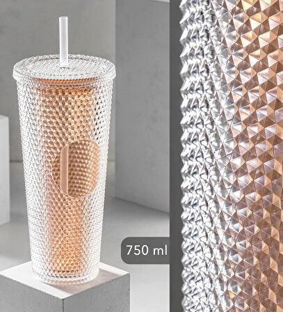 Star Sky Kristal Desenli Pipetli Bardak 750Ml