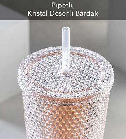 Star Sky Kristal Desenli Pipetli Bardak 750Ml