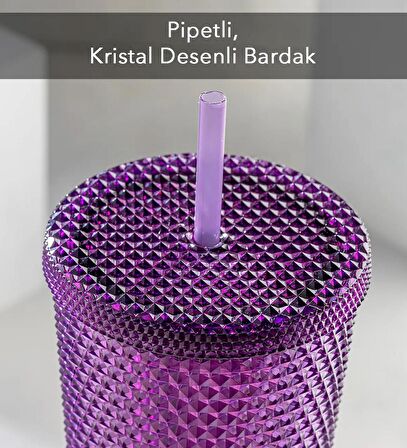 Star Sky Kristal Desenli Pipetli Bardak 750Ml