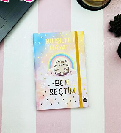 Bu Işıltılı Hayatı Ben Seçtim Tasarımlı Lastikli Defter