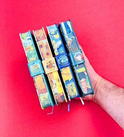 Van Gogh Kolaj Tasarımlı Mıknatıs Kapaklı Defter  BM-1204
