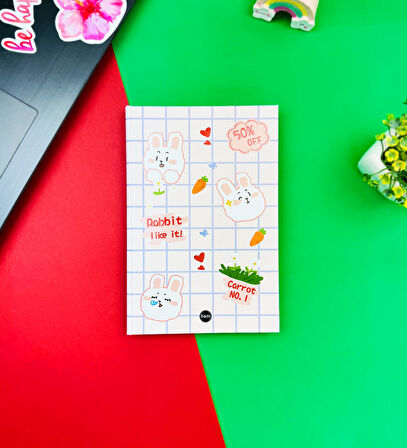 Rabbit Like It Tasarımlı Lastikli Defter	