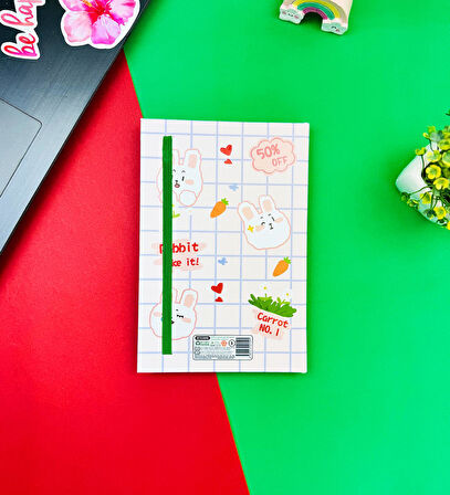 Rabbit Like It Tasarımlı Lastikli Defter	