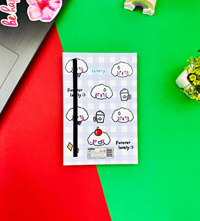Bulut Kawaii Tasarımlı Lastikli Defter