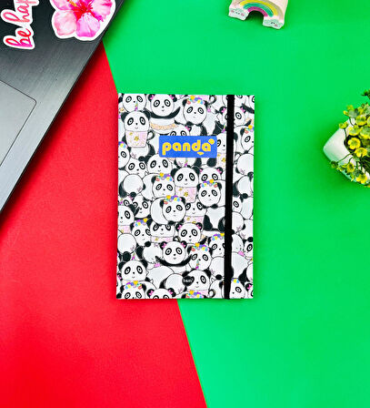Panda Pattern Tasarımlı Lastikli Defter