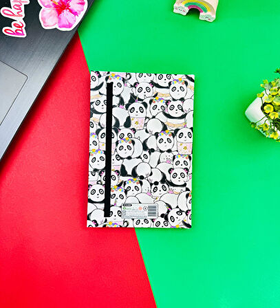 Panda Pattern Tasarımlı Lastikli Defter