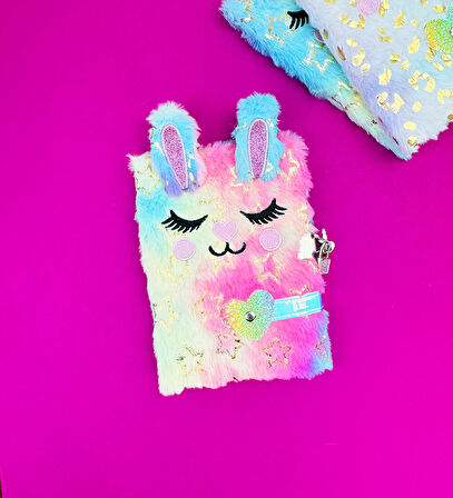 Tavşan Peluş Kilit Kapak Defter