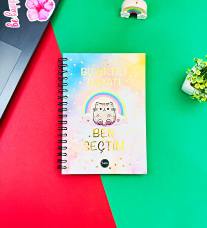 Bu Işıltılı Hayatı Ben Seçtim Tasarımlı Spiralli Defter