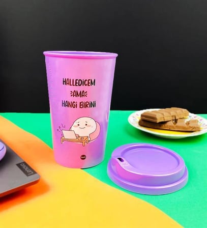 4'Lü Motto Tasarımlı Plastik Kahve Bardağı